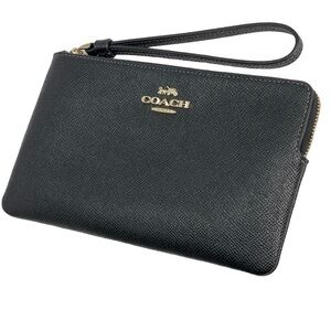 Coach Black Signature Leather Minimalist Wristlet NWOT